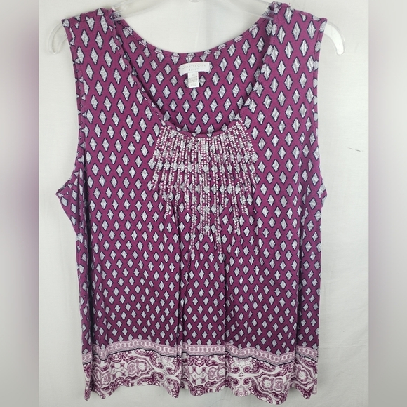 Charter Club Woman Burgundy Purple Sleeveless Shirt Sz 2X - Picture 2 of 8